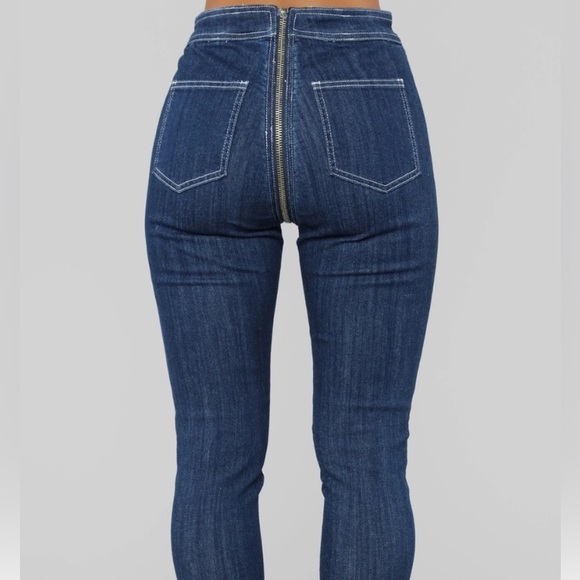FASHIONNOVA Just The Zip Skinny Jeans - Dark Denim - Picture 3 of 5